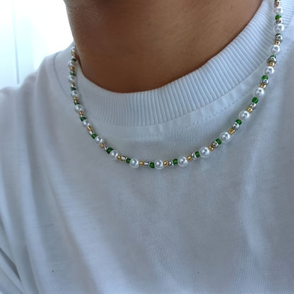 Men's Casual Faux Pearl Necklace, Daily Accessories Jewelry