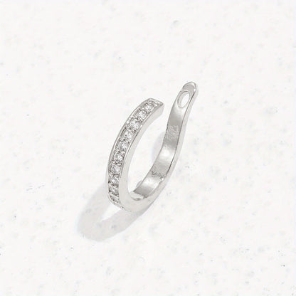 1 elegant 14K gold copper-plated earmuff with synthetic square crystal diamonds, simple and stylish design, suitable for women, daily and gift wear, Spring Festival accessories, four seasons jewelry