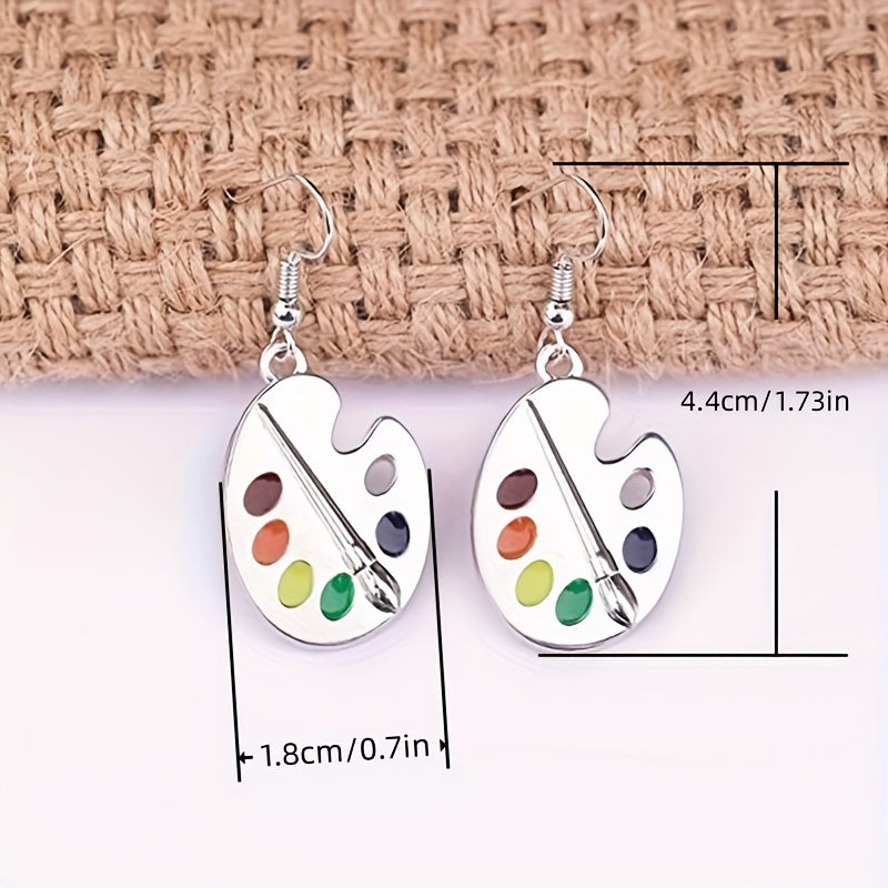 Creative Arts Palette Hook Earrings for Fun Cute Girls Party Casual Attire Personality Accessories