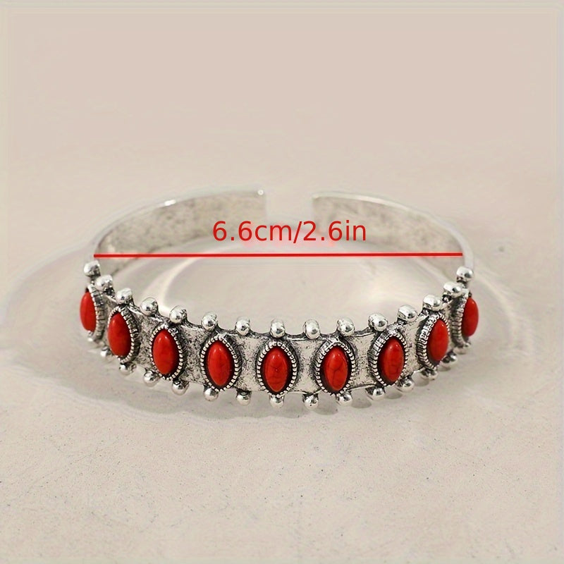 Bohemian style inlaid turquoise retro wind zinc alloy bracelet