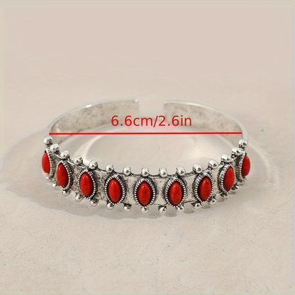 Bohemian style inlaid turquoise retro wind zinc alloy bracelet