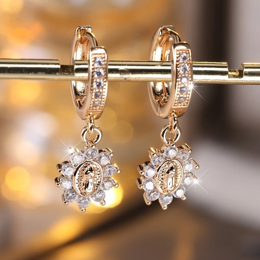 An elegant and luxurious Women's pendant set, suitable for engagement and wedding occasions, copper ear pins, non-feather design, suitable for all seasons