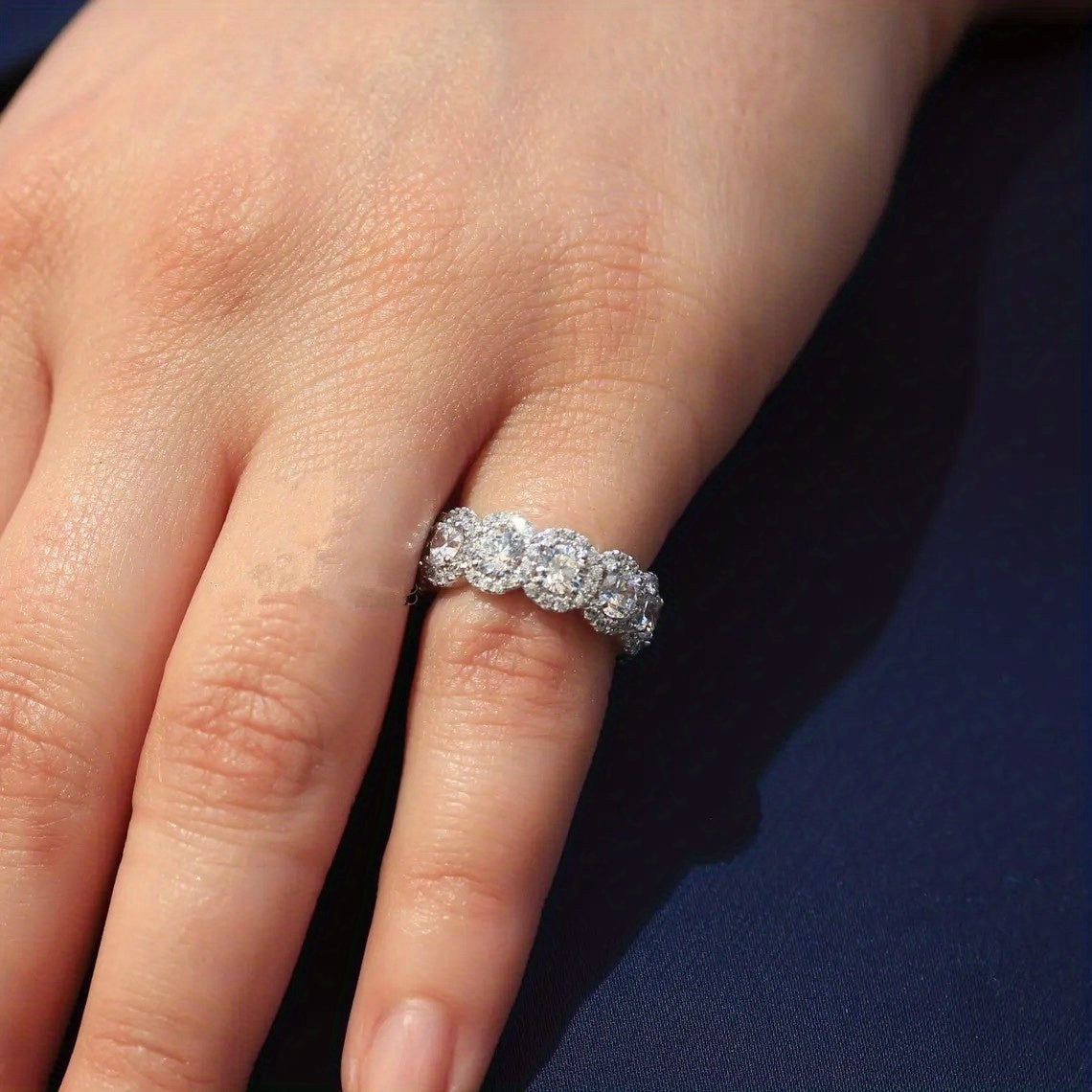 Luxury Promise Ring, Silver Plated with Sparkling Zirconia, Engagement Wedding Jewelry, Perfect for Bridal Dinner Cocktail Party Decor