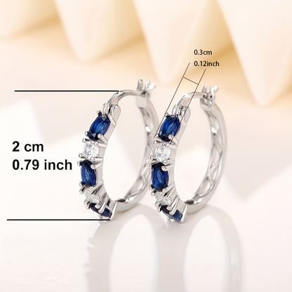 Women's daily wear gift accessories, simple and elegant blue and white gemstone spaced ring studs