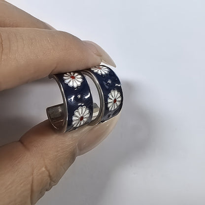 Exquisite 18K Gold Plated Flower Enamel Round Earrings Women's Wedding Engagement Party Gifts Vintage Bridal Accessories