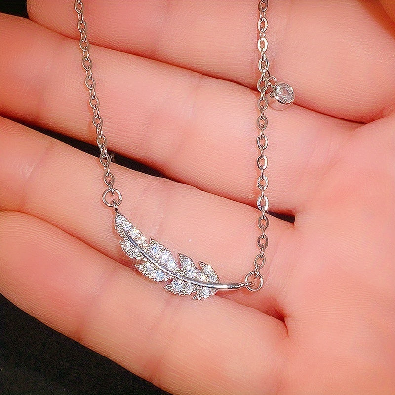 Bohemian Faux Crystal Angel Wings 925 Silver Plated Pendant Necklace Ladies Party Accessories Collarbone Chain