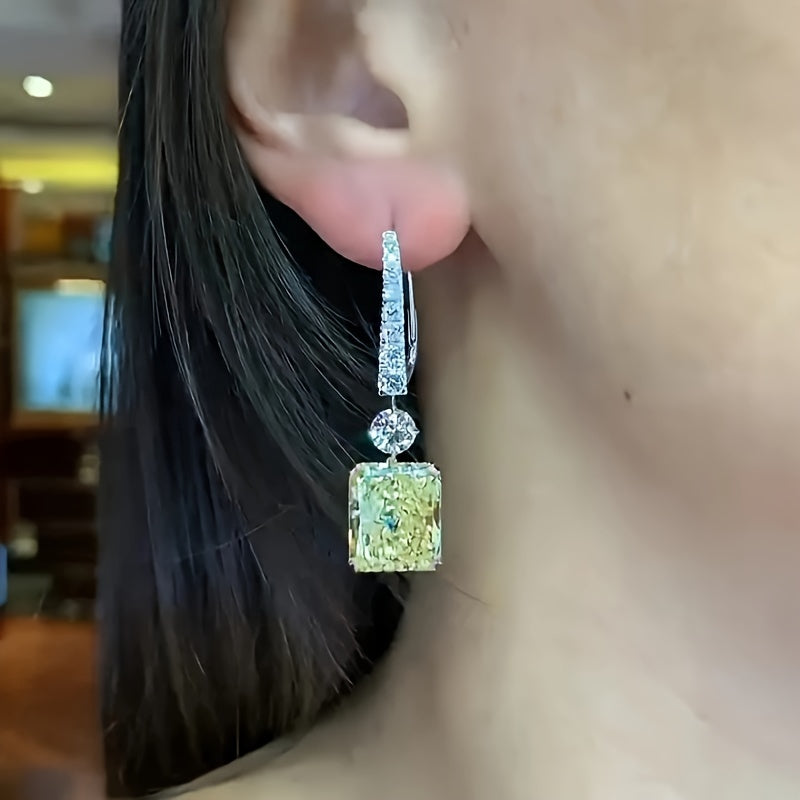 Elegant French Style Yellow Synthetic Gemstone Women's Pendant Earrings - Nickel Free Copper, Perfect for Casual Attire and Special Occasions, Novel Earrings