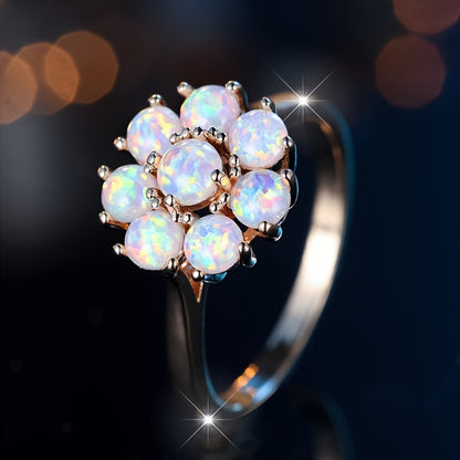 An elegant vintage-style copper floral engagement ring with synthetic iris, perfect for parties and weddings, any season of jewelry gifts.