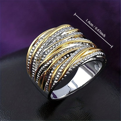 Vintage silver-plated statement ring, suitable for women's daily wear, inlaid with shiny zircon