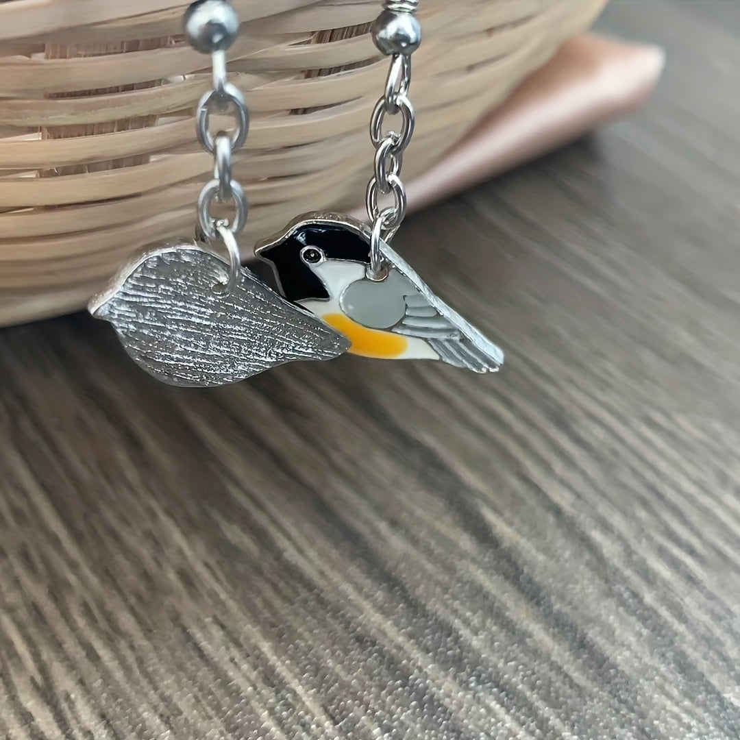 Cute Enamel Bird Design Dangle Earrings Retro Simple Style Alloy Jewelry Adorable Gift For Women Girls