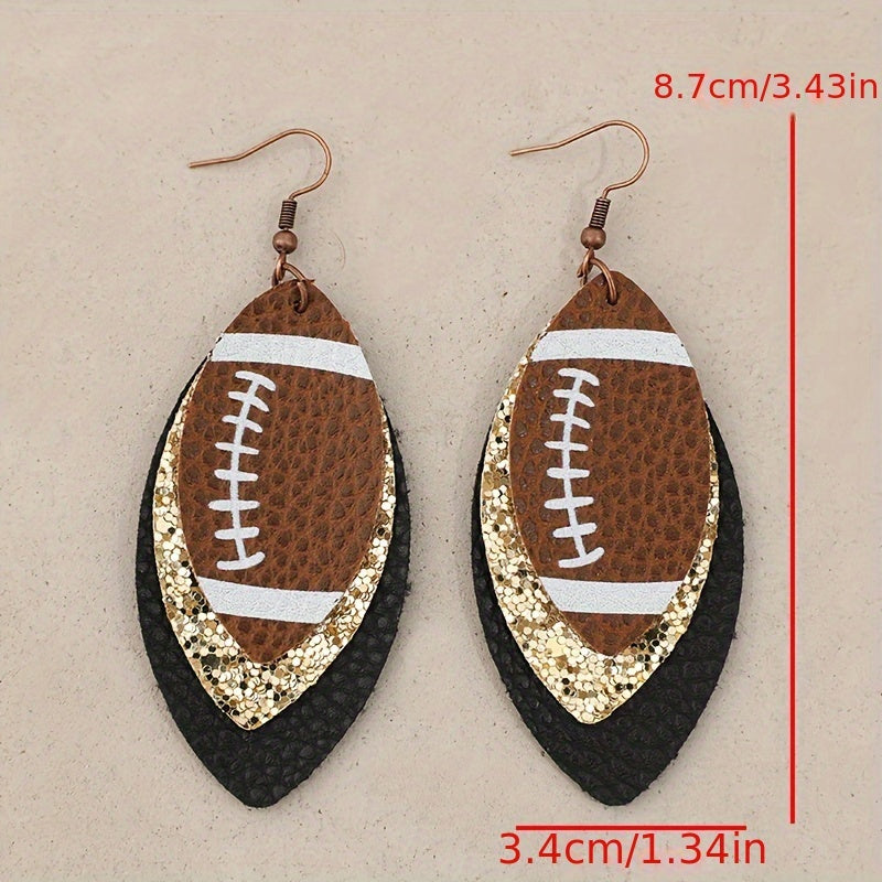 1 pair of sparkling football design pendant earrings, suitable for daily wear and party accessories, perfect for decorating sports enthusiasts
