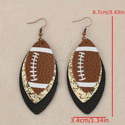 1 pair of sparkling football design pendant earrings, suitable for daily wear and party accessories, perfect for decorating sports enthusiasts