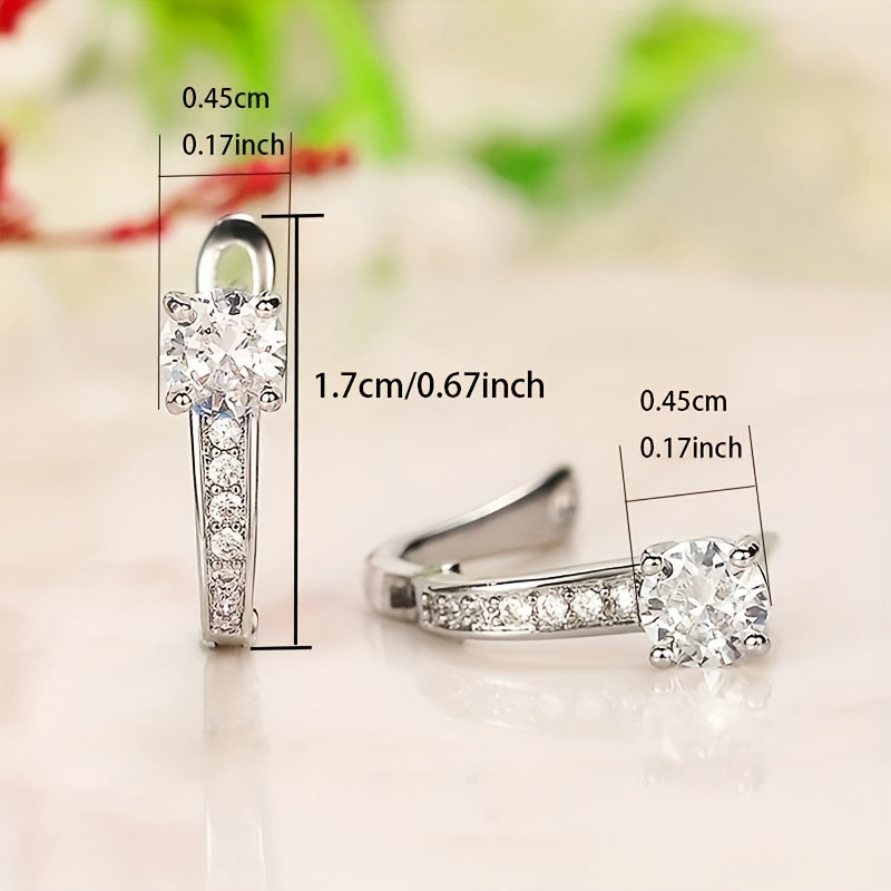 Stylish exquisite simple creative 925 silver plated ear buckle women's design zirconia ring earrings gift suitable for wedding accessories ceremony
