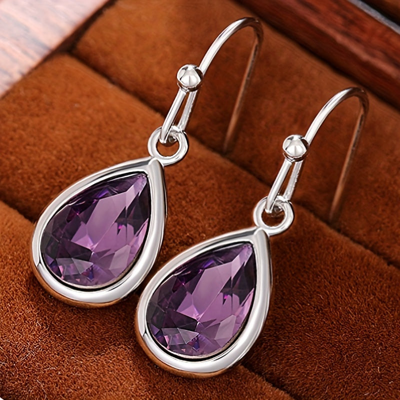 Drop Purple Synthetic Gemstone Decorative Pendant Earrings Bohemian Elegant Style Fashion Women's Earrings