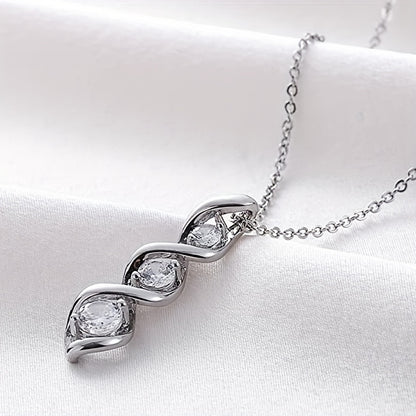 New Fashion 925 Silver Plated Geometric Infinity Round Zirconia Pendant Necklace Women's Bridal Wedding Necklace Jewelry