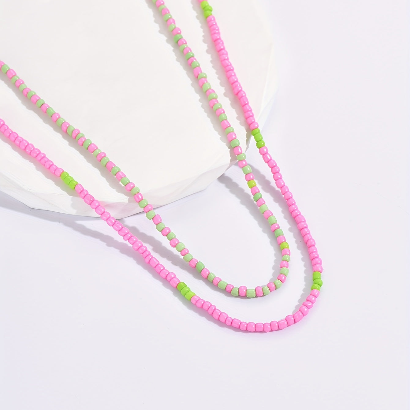 2 Bohemian handmade beaded rice necklaces, summer beach vacation accessories