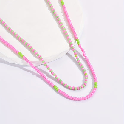 2 Bohemian handmade beaded rice necklaces, summer beach vacation accessories