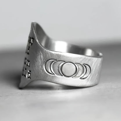 Vintage Bohemian moon pattern broadband ring, stylish and simple daily and party accessories, alloy material, holiday theme, suitable for all seasons