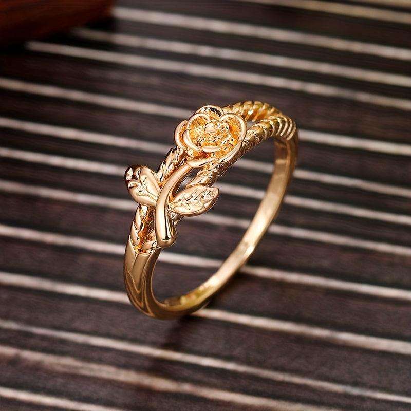Vintage Rose Engagement Ring Bohemian Style Wreath Ring Ladies Proposal Ring Valentine's Day Gift