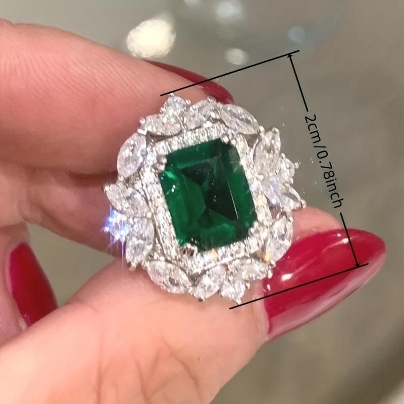 Elegant Emerald Green Synthetic Gemstone Stud Earrings - Ladies Luxury 4-Claw Design for Weddings and Parties