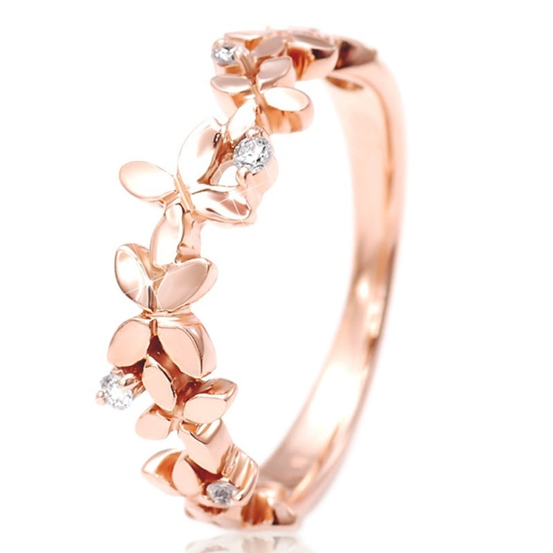 Sweet Leaf Flower Ring, Ladies 925 Silver Plated Zirconia Ring, Ladies, Everyday Casual Party Accessories