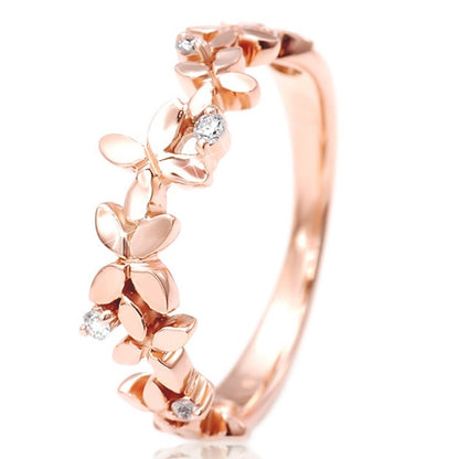 Sweet Leaf Flower Ring, Ladies 925 Silver Plated Zirconia Ring, Ladies, Everyday Casual Party Accessories