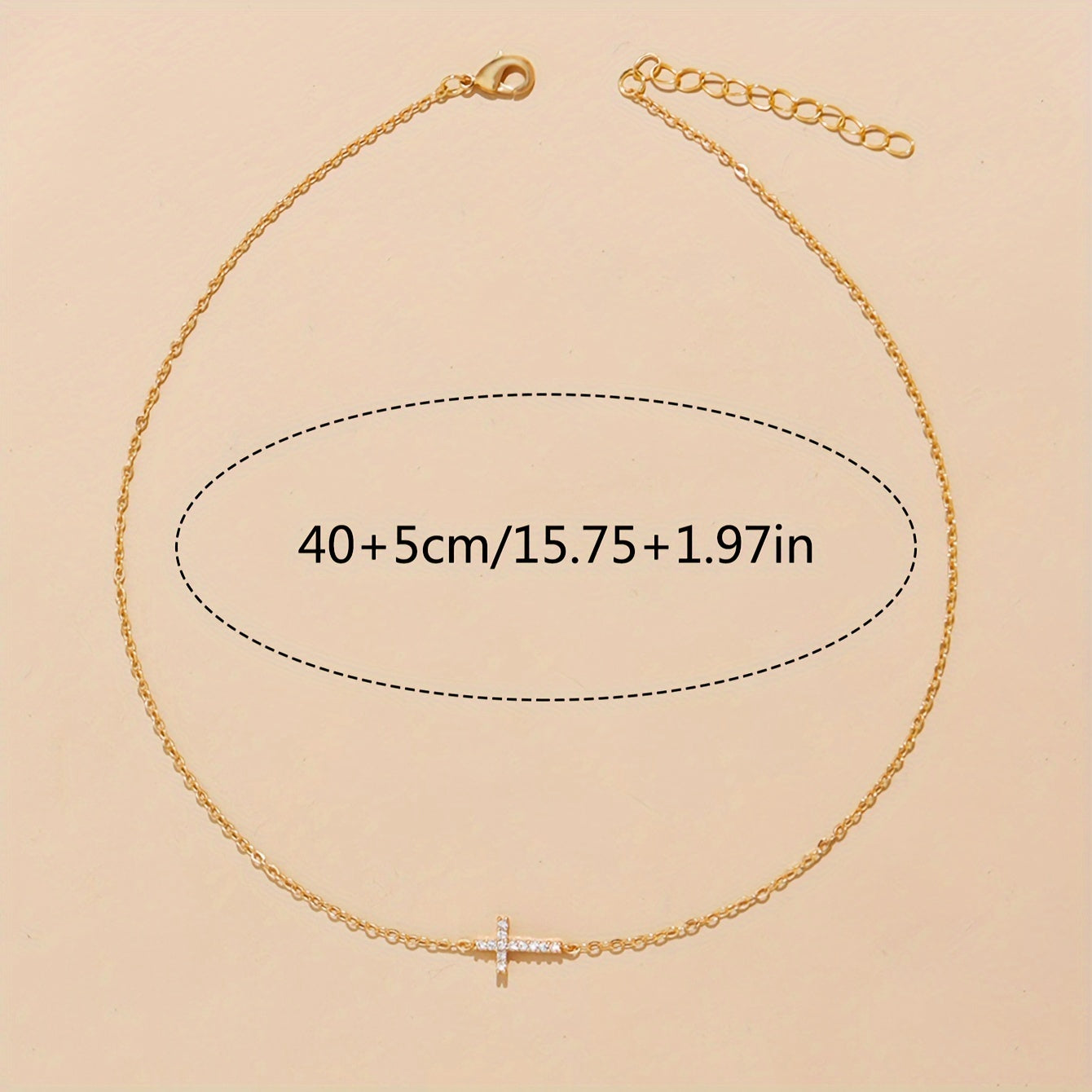 Elegant Gold Cross Pendant Necklace with Sparkling Cubic Zirconia - Exquisite Vintage Style Women's Collarbone Chain, Ideal for Birthday or Holiday Gifts, Cross Necklace