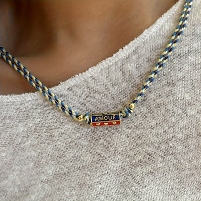 A tribal style handwoven rope pendant necklace for women with copper metal letter pendant - stylish vacation party jewelry accessories, unplated - daily and party wear, suitable for all seasons (1 piece)