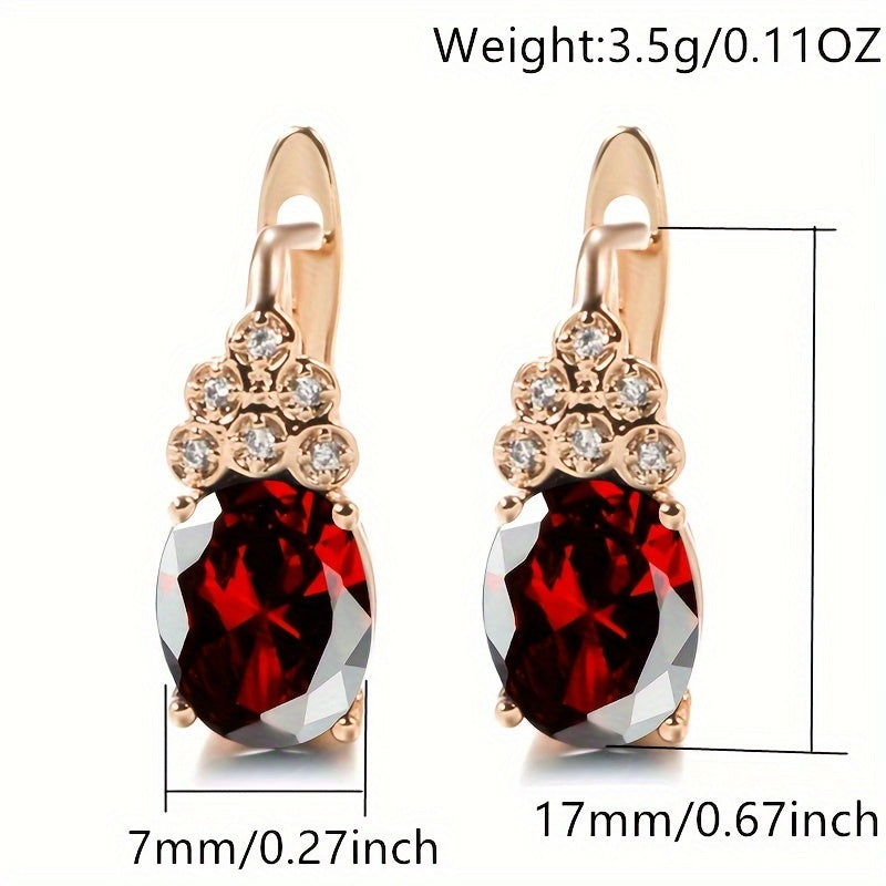 Copper drop earrings with oval faux square diamonds and mixed-color stone, wedding jewelry, Valentine's gifts, dress-up game accessories