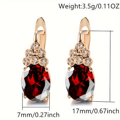 Copper drop earrings with oval faux square diamonds and mixed-color stone, wedding jewelry, Valentine's gifts, dress-up game accessories