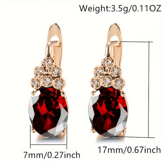 Copper drop earrings with oval faux square diamonds and mixed-color stone, wedding jewelry, Valentine's gifts, dress-up game accessories