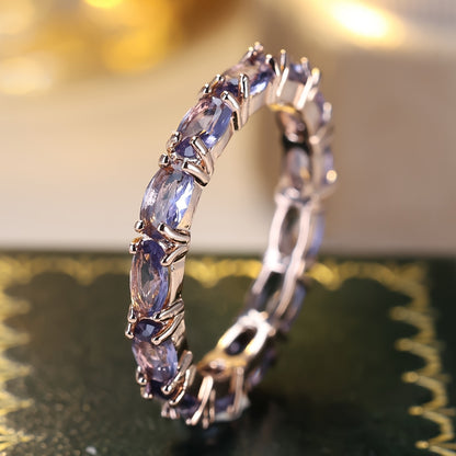 Stylish Purple Oval Synthetic Moissanite Ring - Ladies Modern Luxury Jewelry - The Perfect Gift for Parties