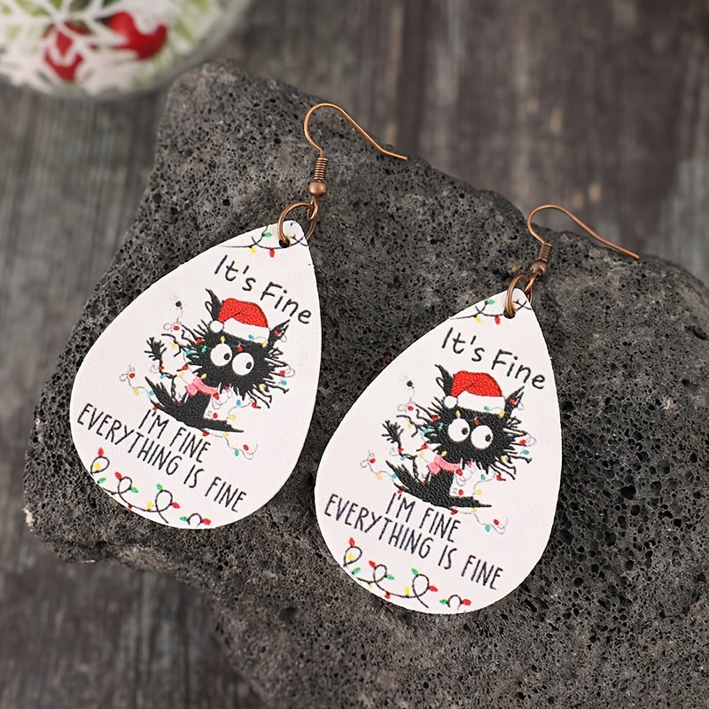 Fun Cat Fun: Christmas Cat Earrings - Perfect for Gifts and Parties!