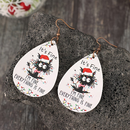 Fun Cat Fun: Christmas Cat Earrings - Perfect for Gifts and Parties!