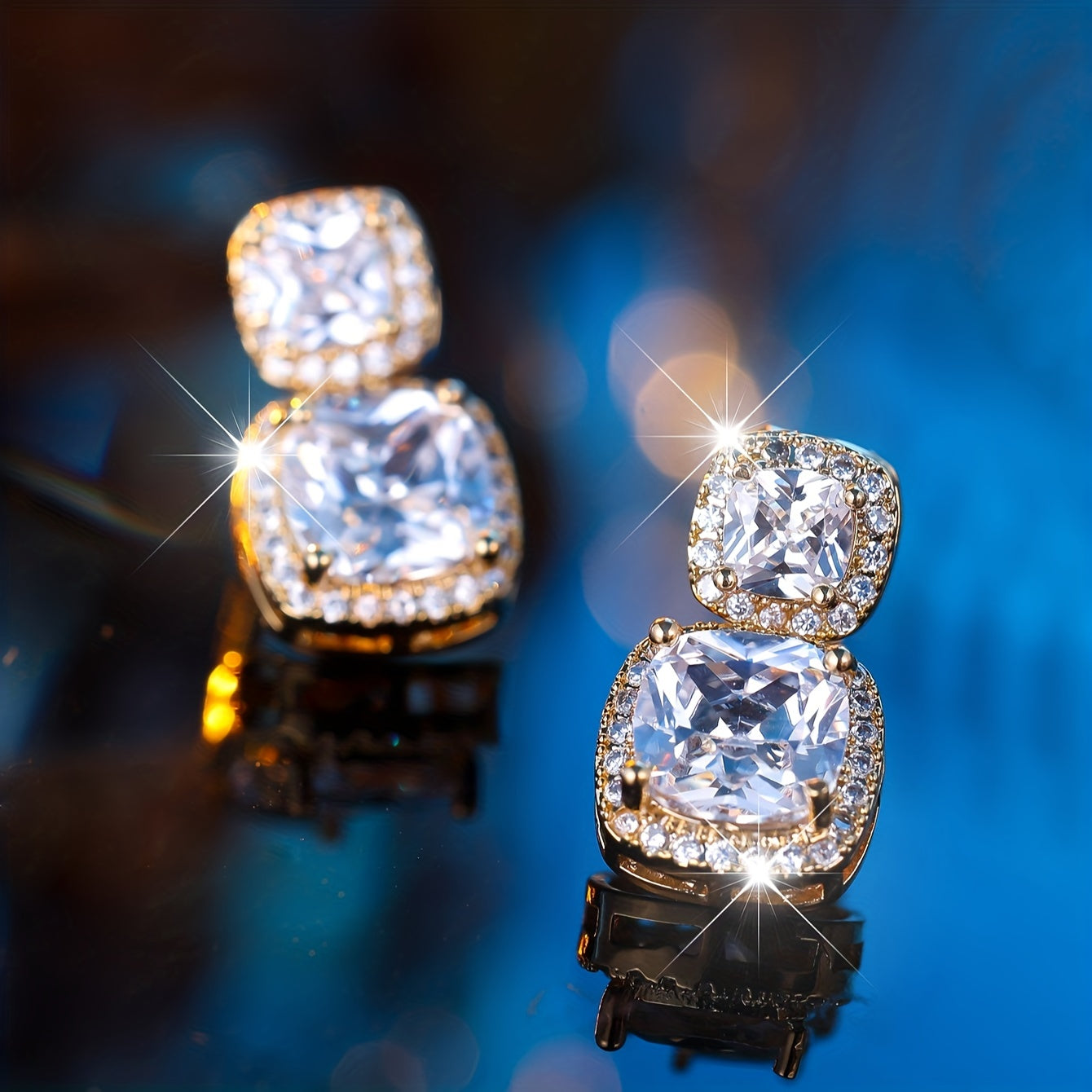 Luxury Shaped Stone Clip Earrings Stylish White Synthetic Zirconia Small Earrings Ladies Vintage Fashion Wedding Jewelry