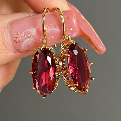 Fashion wedding pendant earrings, oval imitation gemstone earrings, women's jewelry gifts