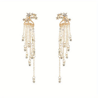 Exquisite star long fringed earrings, sparkling star design