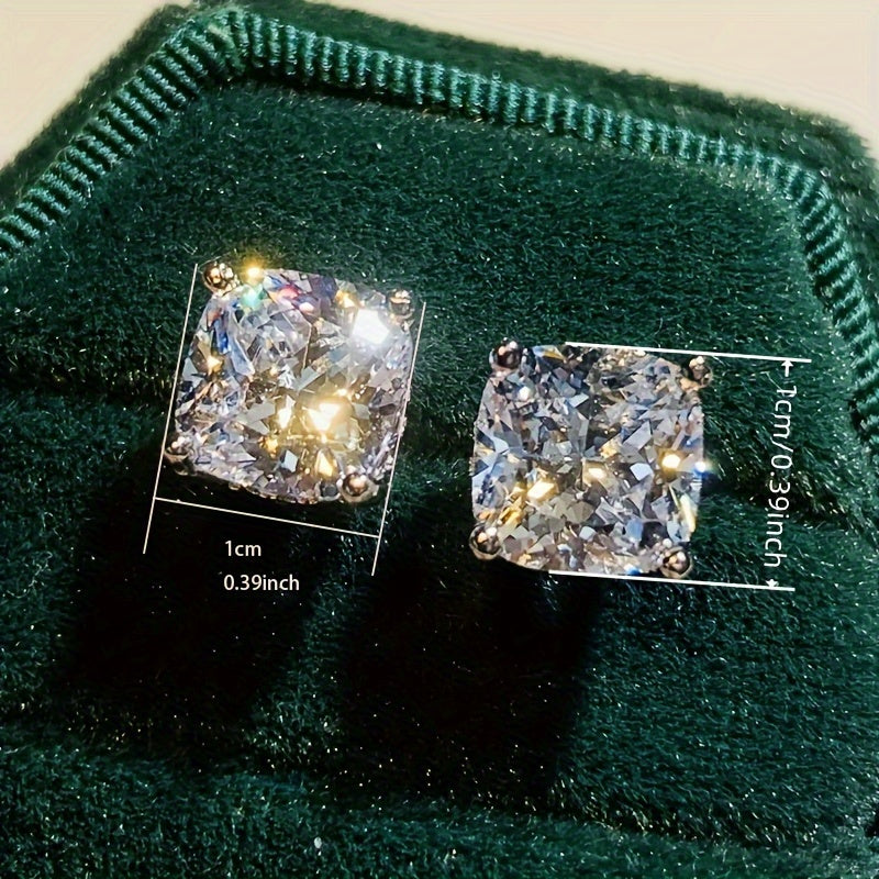 Elegant and simple style synthetic Zirconia stud earrings, suitable for women, April birthstone, copper bottom nickel plating, fashionable daily and holiday wear, Valentine's Day gift, suitable for all seasons