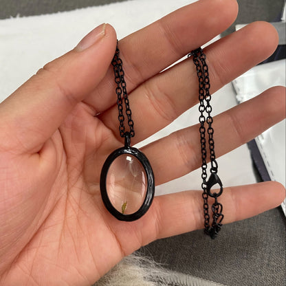 Stylish Vintage Dandelion Seed Wish Oval Time Glass Necklace