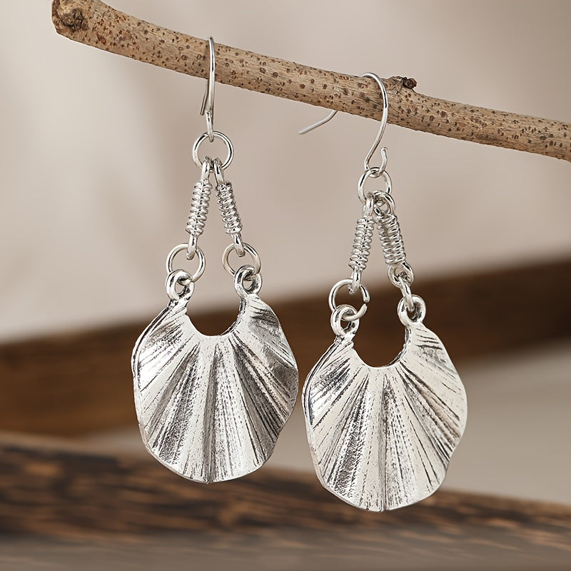 Vintage Round Pendant Earrings Vintage Bohemian Silver Plated Jewelry Fashion Ladies Gift