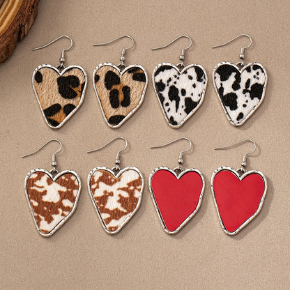 Red Irregular Heart Design Drop Earrings Elegant Bohemian Zinc Alloy Jewelry Fashion Women's Earrings
