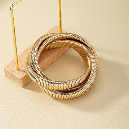 Punk style stacked three-layer cross-woven bracelet personalized bracelet Women's gift