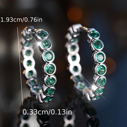 Luxury Ladies Halo Ring Earrings with Vivid Blue and Clear Cubic Zirconia - Elegant Copper Wedding Jewelry, Ideal Gift for Mom or Wife, Perfect for All Occasions, Small Ring Earrings