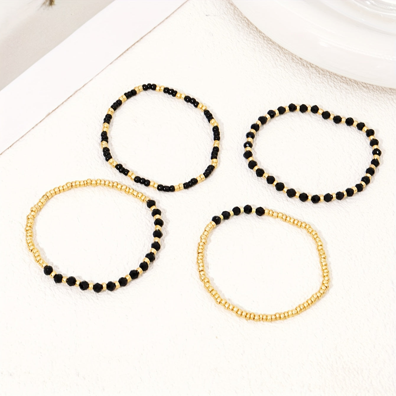 A set of exquisite black and beaded bracelets for elegant ladies: ideal for parties and festivals - no extra decorations, just pure and simple beads