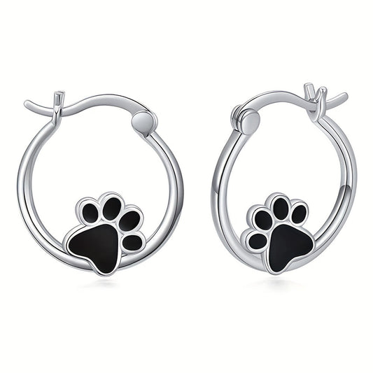 Exquisite black pet claw design earrings, cute minimalist style, copper silver plated jewelry, exquisite female gifts