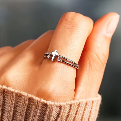 Stylish and simple zircon inlaid ring, suitable for women's daily leisure, parties and banquets, versatile ring jewelry