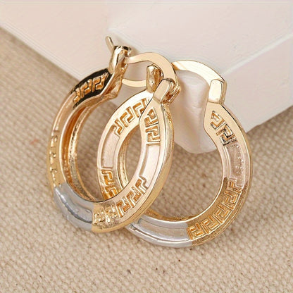 Women's Vintage Bohemian Gold-Toned Rainbow Stone Ring Earrings - Ideal for Daily Wear and Gift Gifts