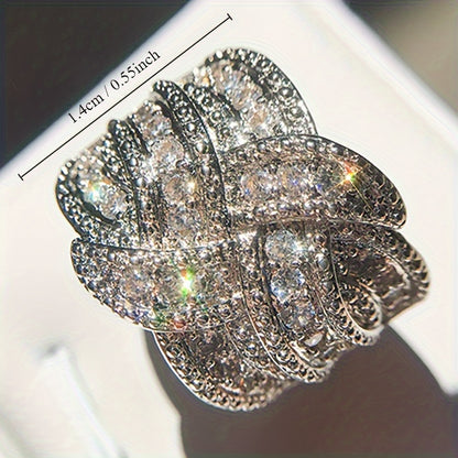 Fashion Classic Twisted 925 Silver Plated Micro Dense Zirconia Ring Ladies Bride Wedding Ring Jewelry