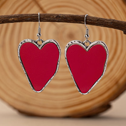 Red Irregular Heart Design Drop Earrings Elegant Bohemian Zinc Alloy Jewelry Fashion Women's Earrings