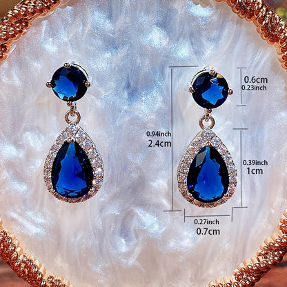 Delicate droplet-shaped Zirconia 925 silver-plated silver stud earrings, engagement earrings, Women's jewelry gift.